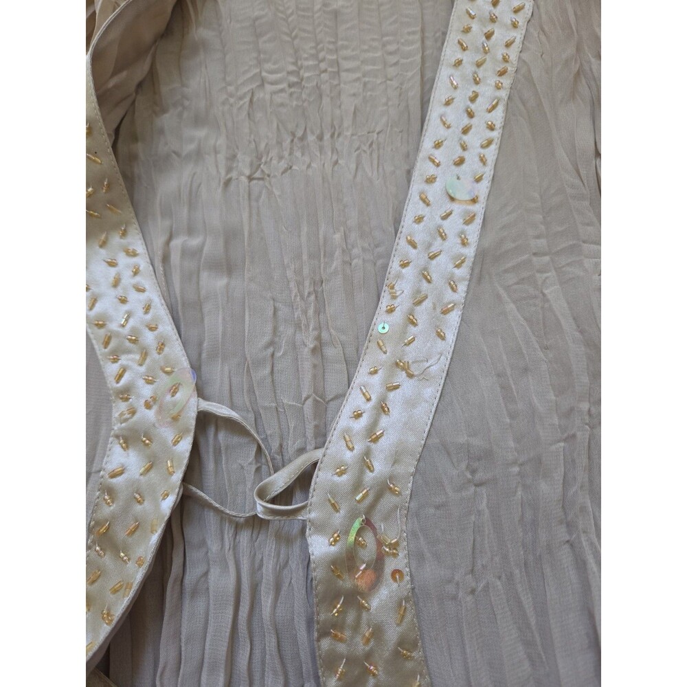 VTG Y2K Carrie Allen 2 Piece Set Beaded Sequin Crinkle Sheer Cami Cardigan M GUC - Picture 6 of 14